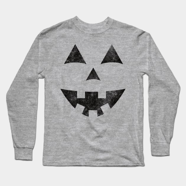 Halloween Jack-O-Lantern Pumpkin Face Distressed Long Sleeve T-Shirt by lucidghost